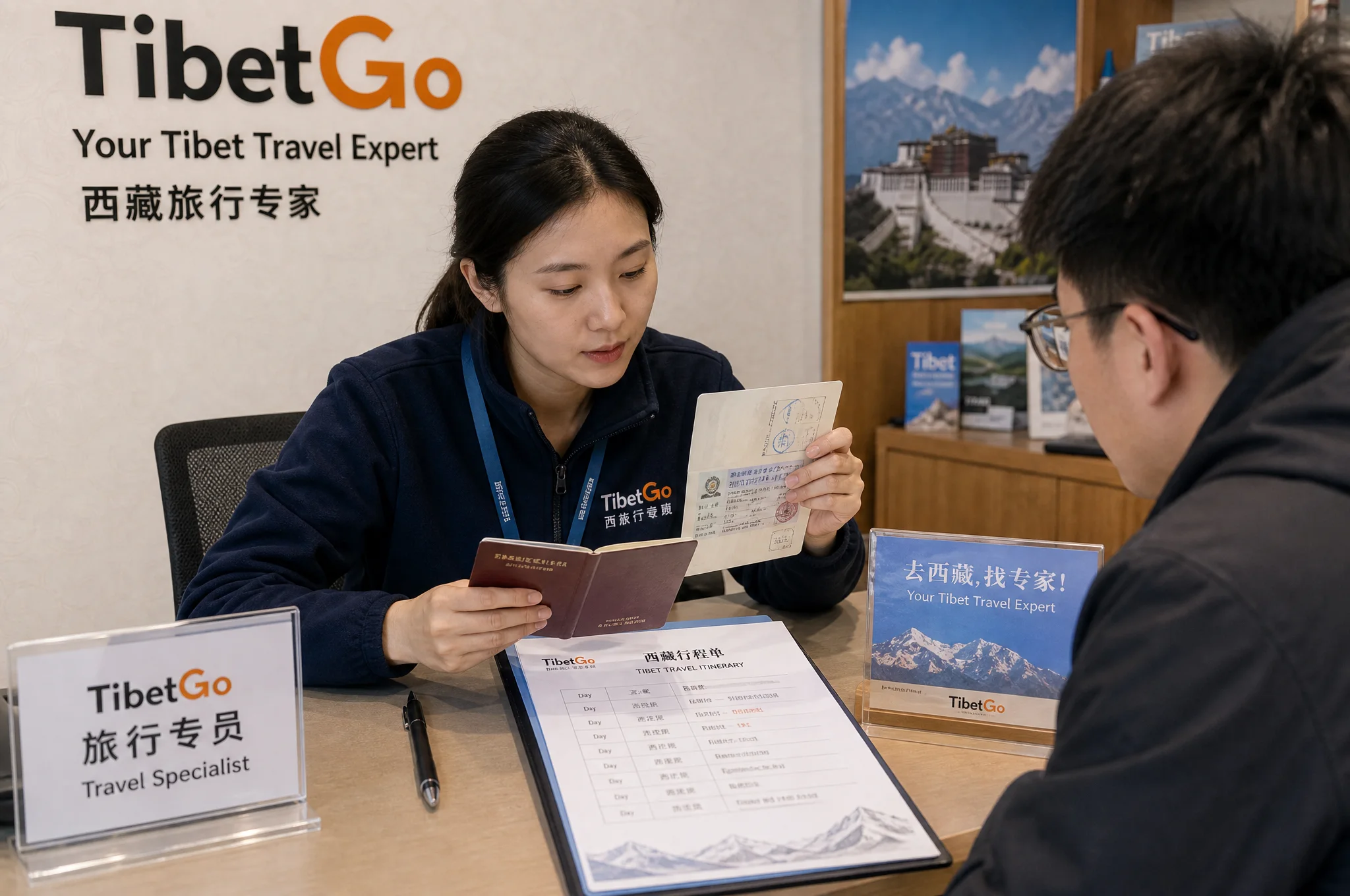 TibetGo specialist checking a permit file