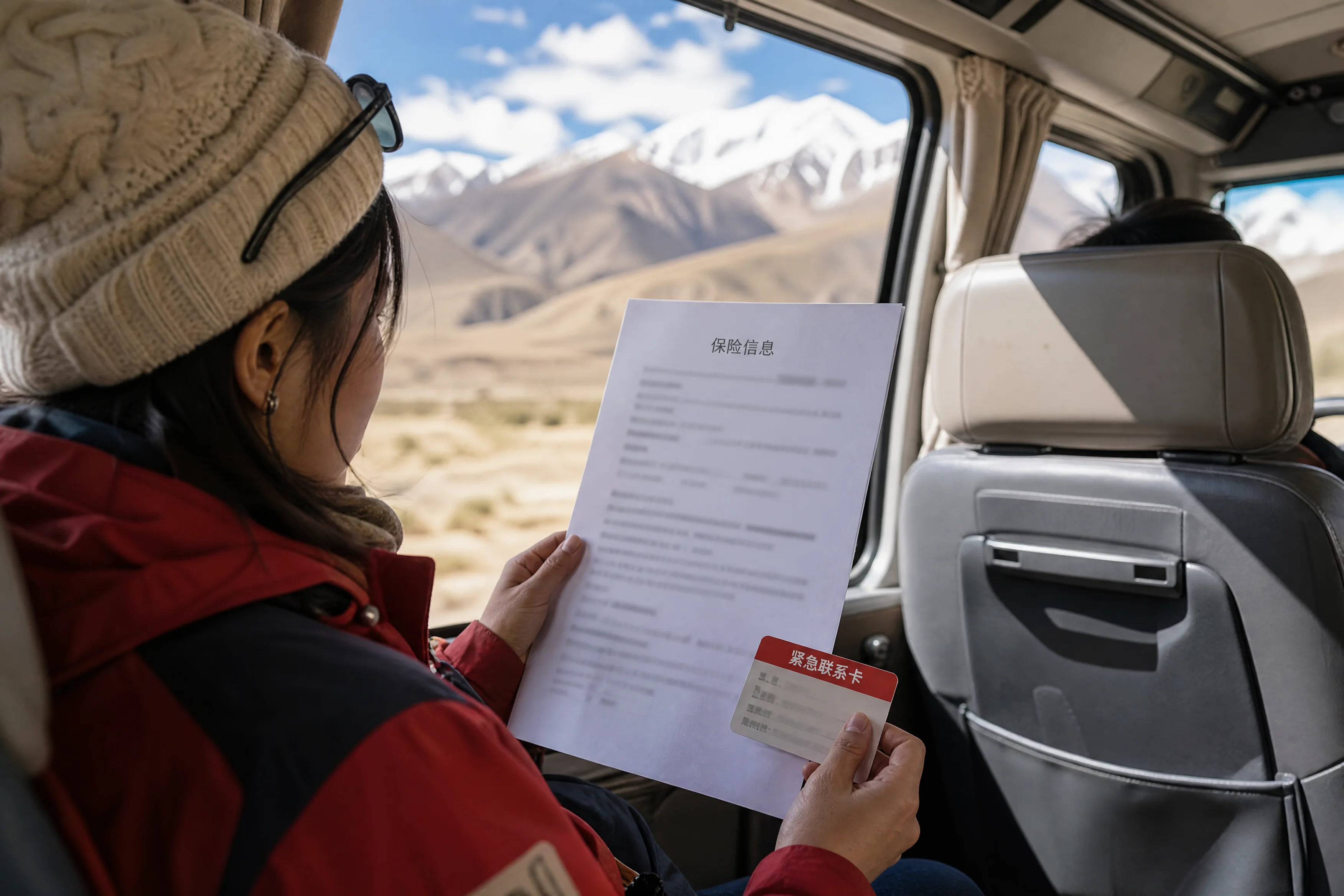 Emergency contact card and itinerary.